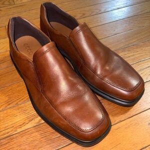 Ecco Men's Cognac Brown Leather Slip-On Loafers Men’s 9/9.5